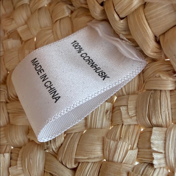 Vineyard Vines Woven Straw Round Tote Natural w/Deep Bay Sky Blue & White Stripe - Picture 7 of 8